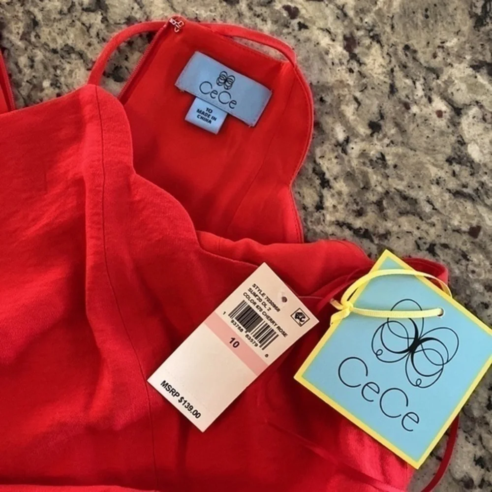 NWT Cece Cherry Rose Scalloped Halter Neck Jumpsuit Medium M